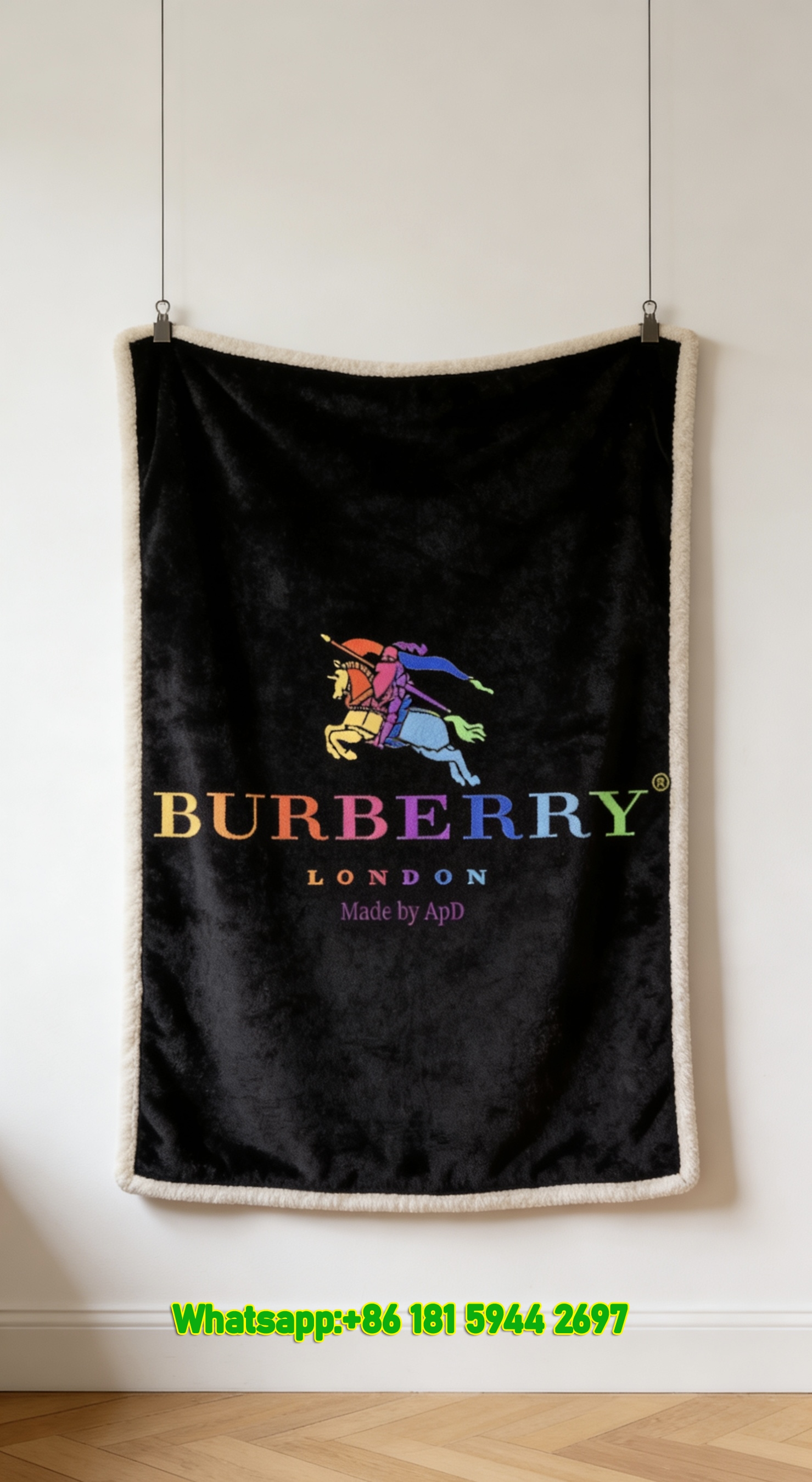 Burberry Rainbow Equestrian Knight Print Flannel Sofa Throw Blanket B069